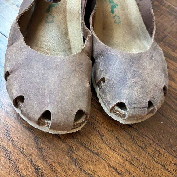 BioNatura Easy Brown Genuine Leather Vented Side Mary Jane Slingback Sandals 9 - Picture 8 of 9